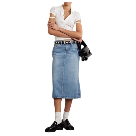 RE/DONE Low Rider Jean Midi Skirt with a Low-Slung Waist, Size 27 worn once - Picture 2 of 9